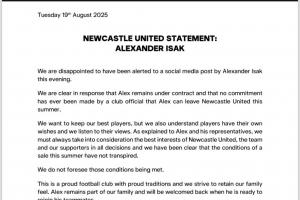 半岛体育官方网站-台阶已给！纽卡官方声明伊萨克走不了，但也表示想回归踢球就欢迎