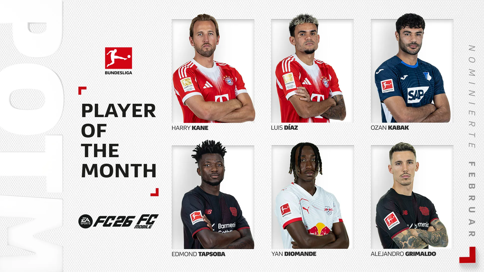 半岛体育官网-德甲2月最佳球员候选：凯恩、迪亚斯、迪奥曼德在列